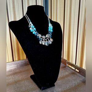 Blue beaded two in one necklace